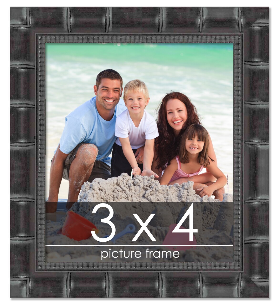 3x4 Wide Bamboo Picture Frame with UV-Resistant Acrylic & Acid Free Backing, Available in 4 Finishes - Brown, Black, Silver, and Natural